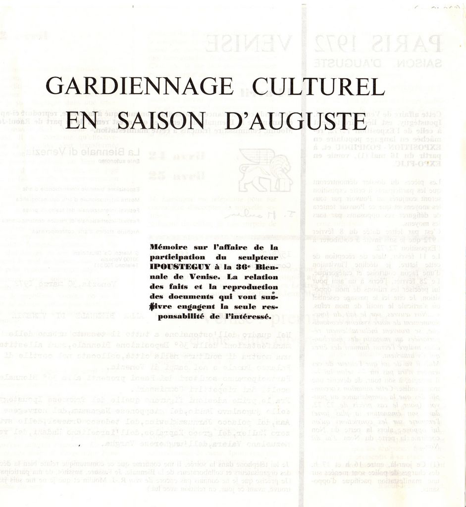 “Gardiennage culturel en saison d’ Auguste”