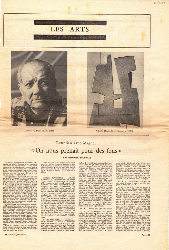 “Entretien avec Magnelli ‘On nous prenait pour des fous'”