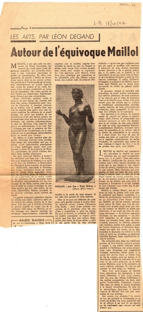 “Autour de l’ équivoque Maillol”