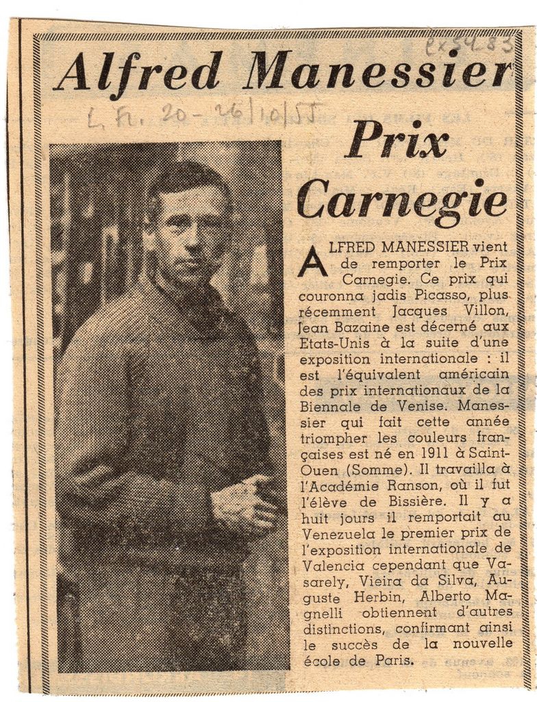 “Alfred Manessier Prix Carnegie”