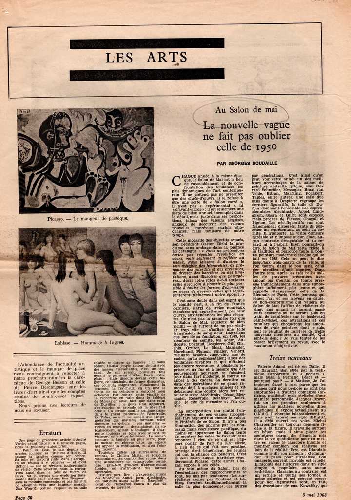 “Au salon de mai. La nouvelle vague ne fait pas oublier celle de 1950”