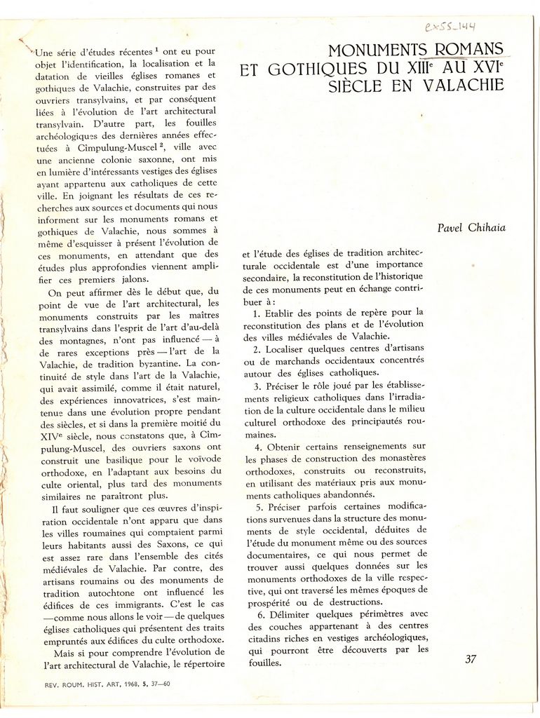 “Monuments romans et gothiques du XIIe au XVIe siècle en Valachie”