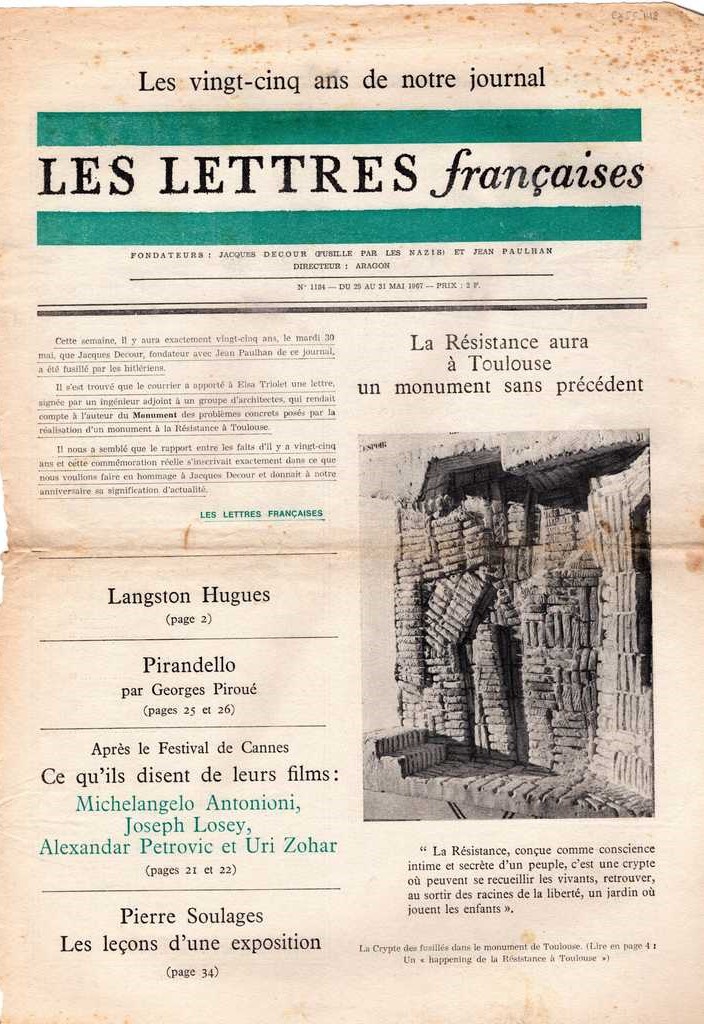 “Une lettre à Elsa Triolet. Un ‘happening’ de la Résistance à Toulouse”