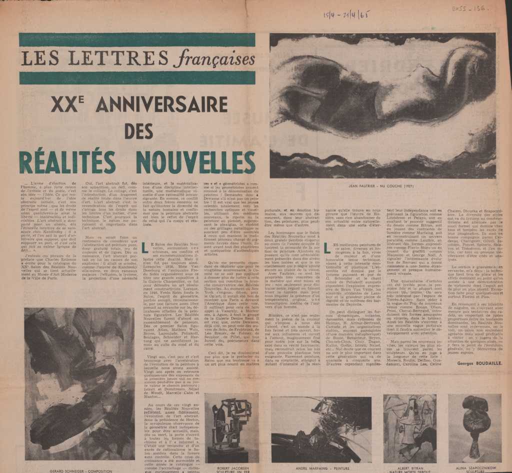 “XXe anniversaire des Réalités Nouvelles”