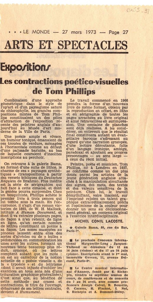 “Les contractions poético-visuelles de Tom Phillips”