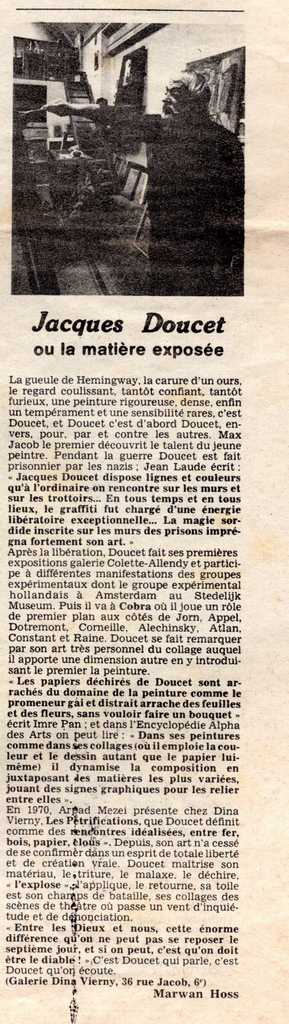 “Jacques Doucet ou la matière exposée”