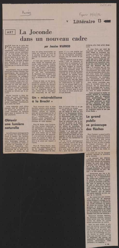 “La Joconde dans un nouveau cadre”