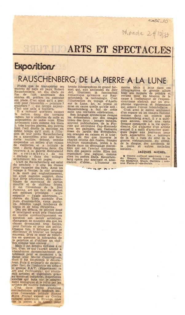 “Rauschenberg, de la pierre à la lune”
