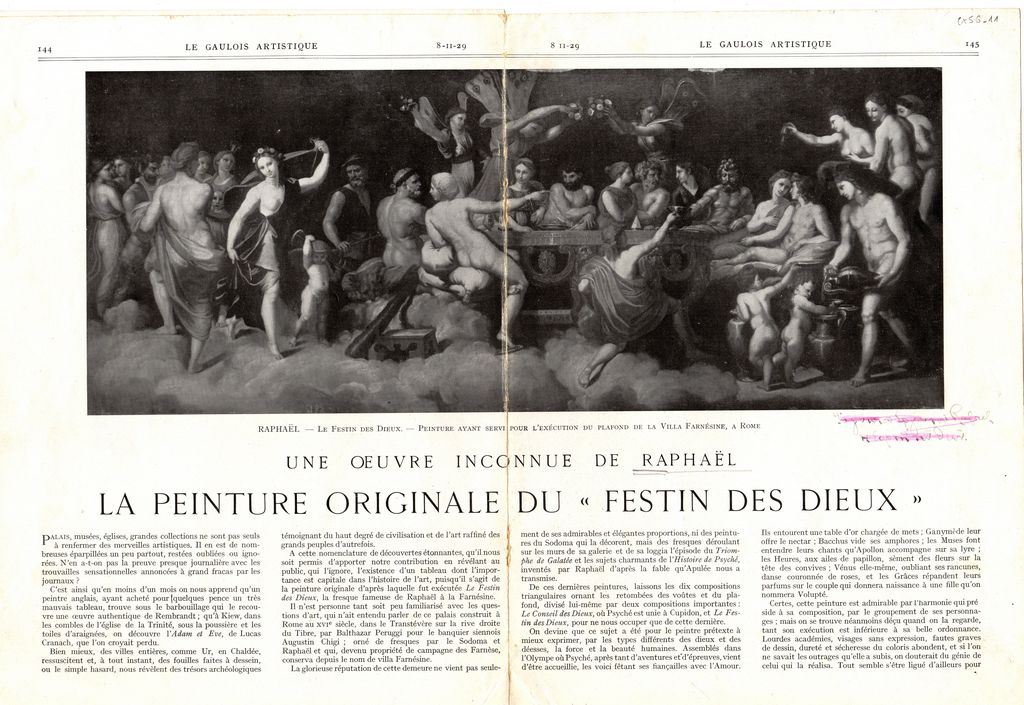 “Une oeuvre inconnue de Raphaël. La peinture originale du ‘Festin des Dieux'”