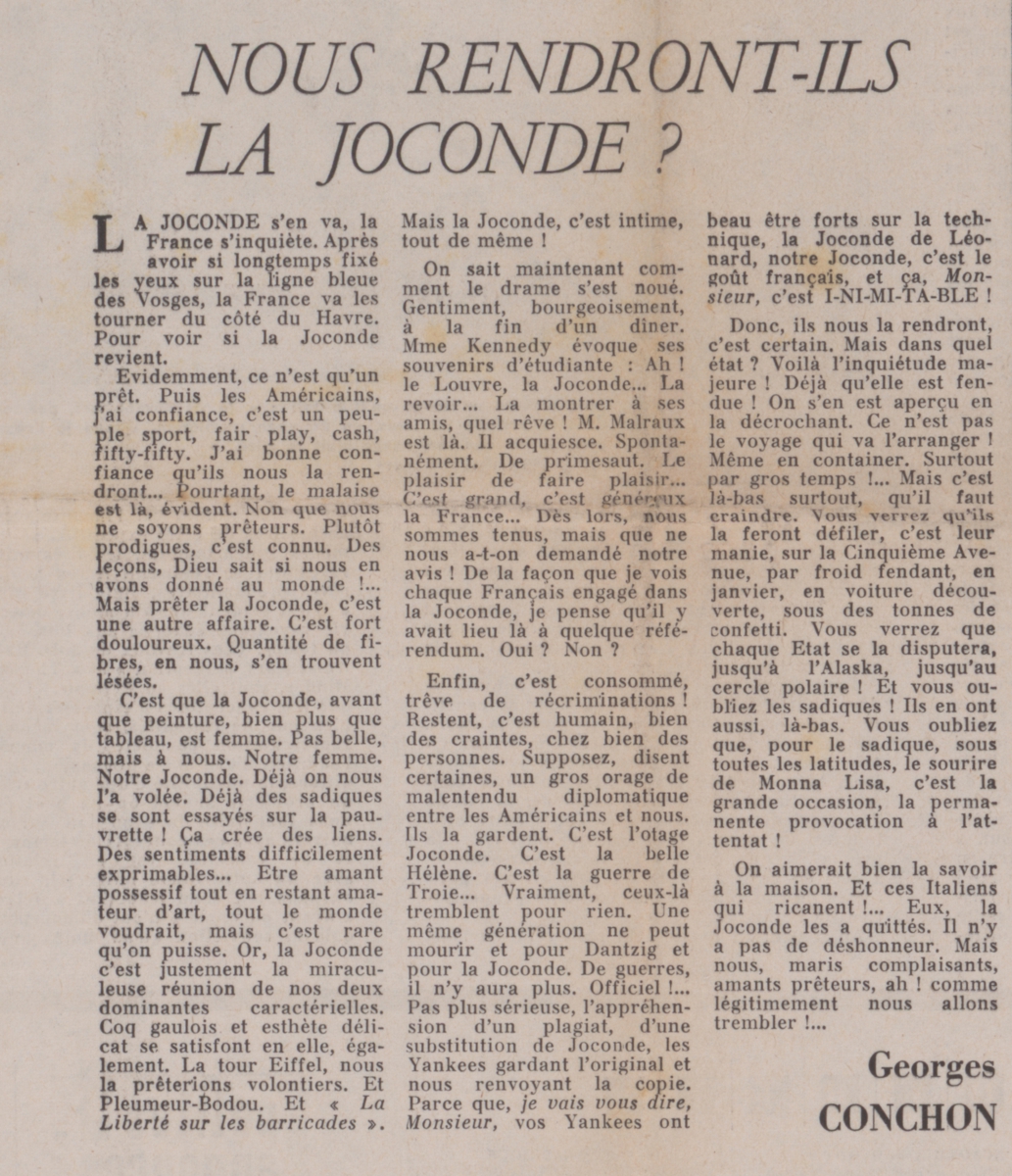 “Nous rendrons-ils la Joconde?”