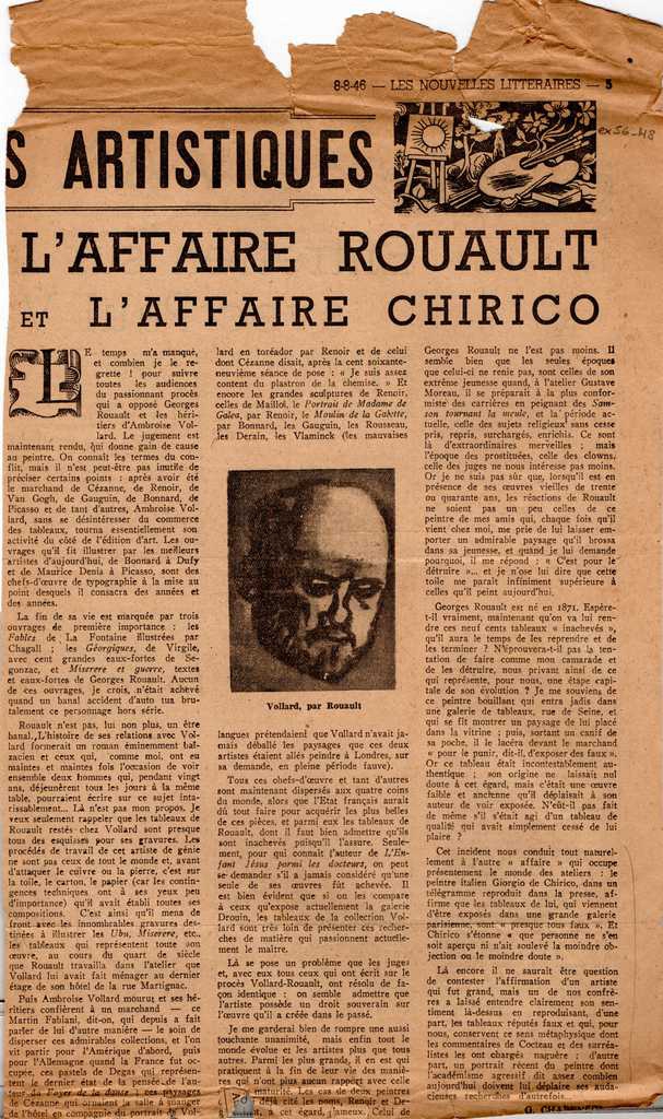 “L’affaire Rouault et l’ affaire Chirico”