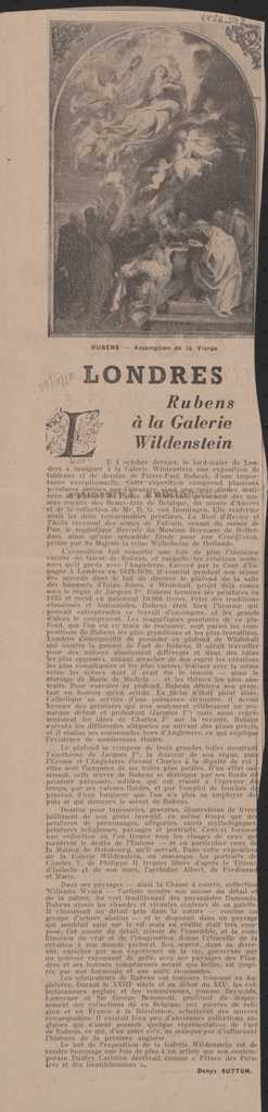 “Londres. Rubens à la Galerie Wildenstein”