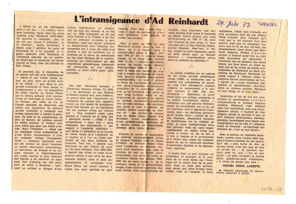 “L’ intransigeance d’ Ad Reinhardt”