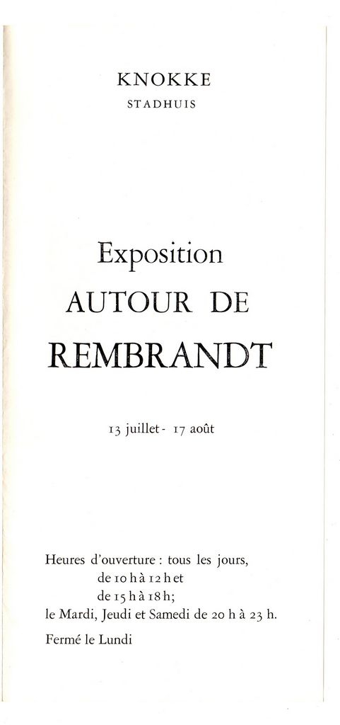 “Exposition autour de Rembrandt”