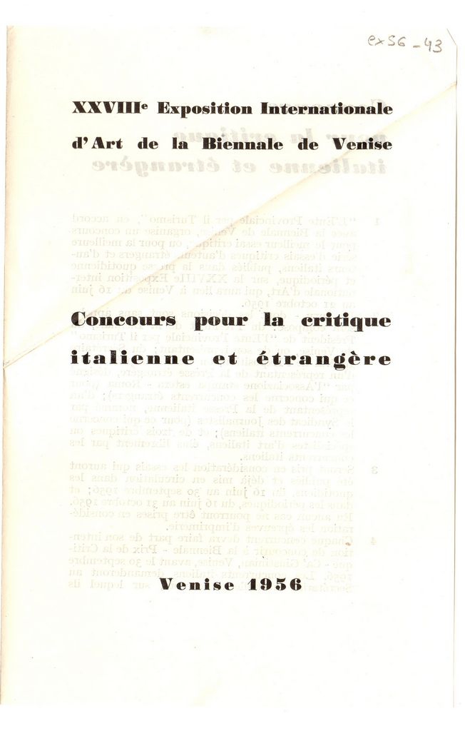 “Concours pour la critique italienne et etrangère”