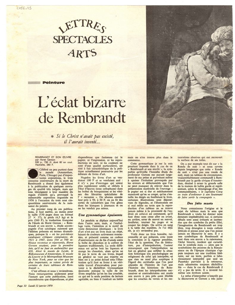 “L’ éclat bizarre de Rembrandt”