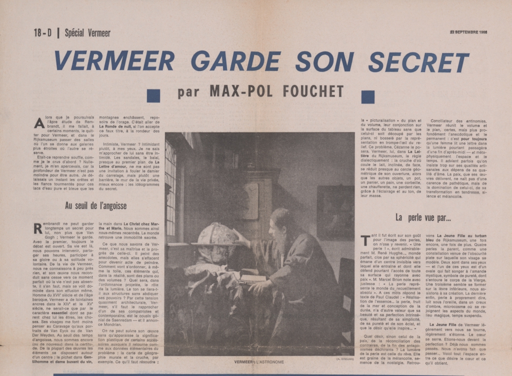 “Vermeer garde son secret”