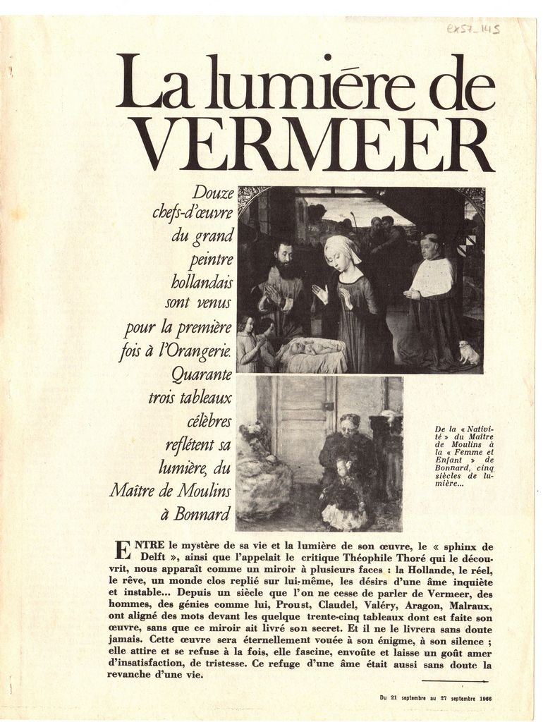 “La lumière de Vermeer”