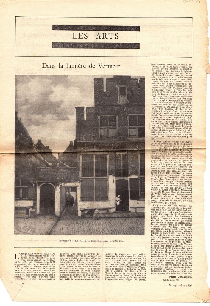 “Dans la lumière de Vermeer”