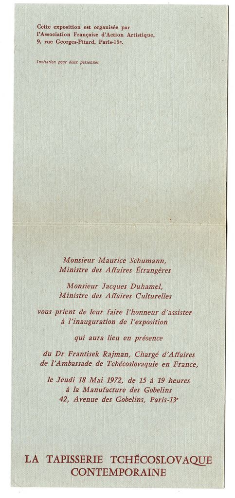 Έκθεση με τίτλο “La tapisserie tchecoslovaque contemporaine”