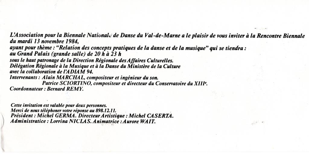 “Relation des concepts pratiques de la danse et de la musique”