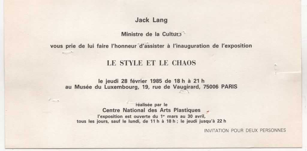 Έκθεση “Le style et le chaos”