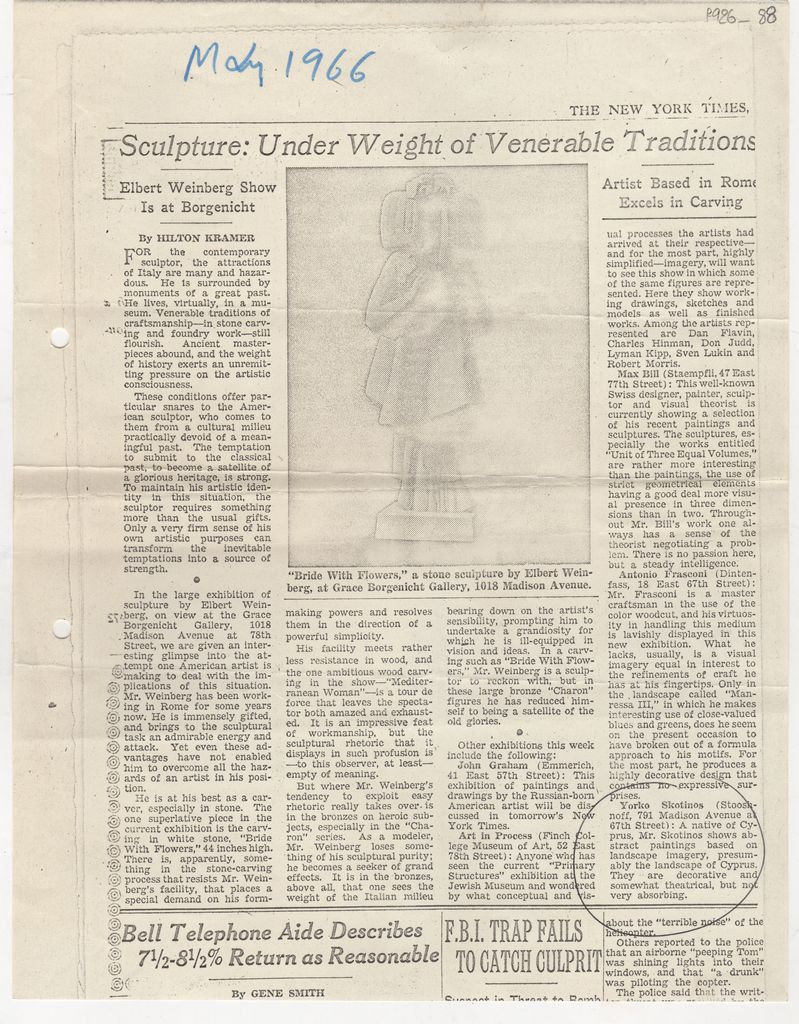“Sculpture: Under weight of venerable traditions”