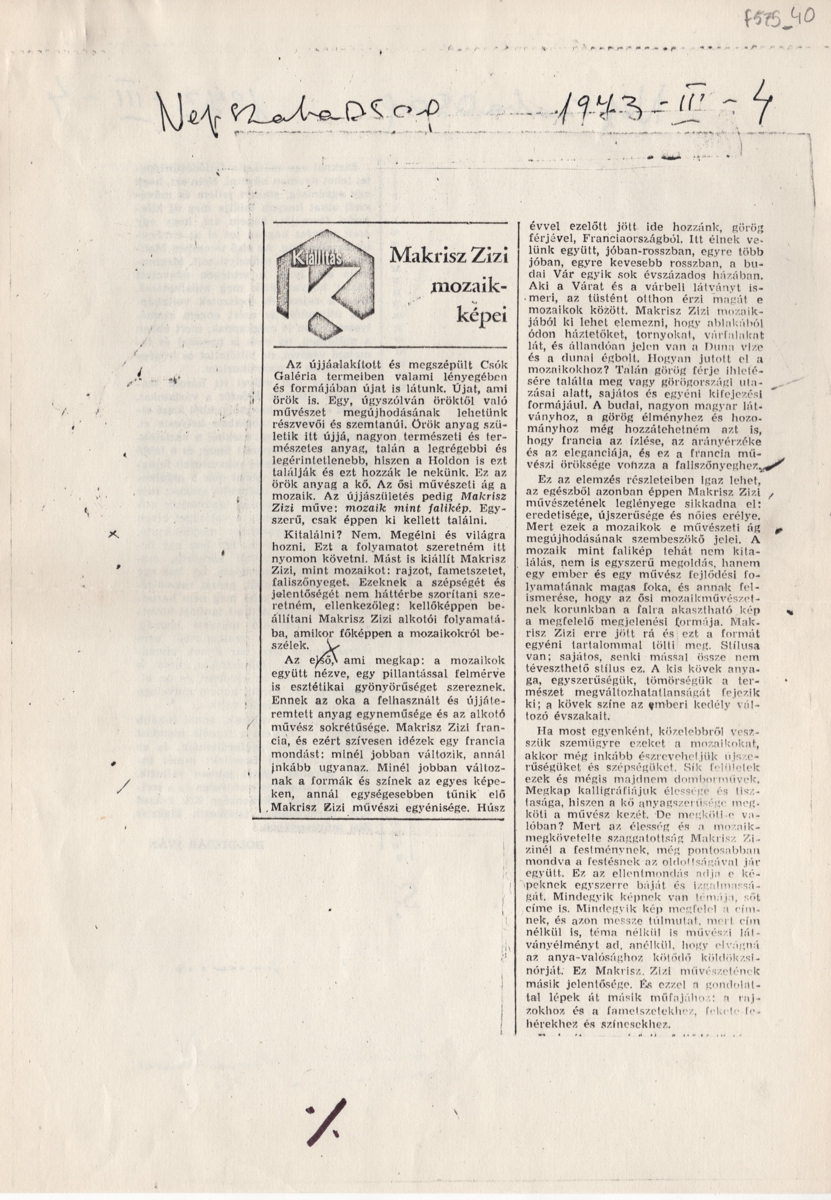 “Makrisz Zizi mozaik-kepei”