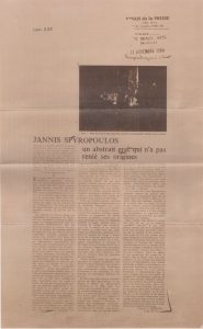 “Jannis Spyropoulos, un abstrait grec qui n’a pas renie ses origines”