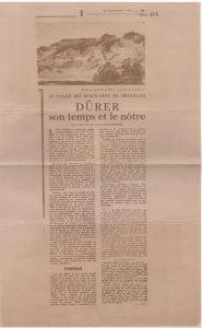 “Au Palais des Beaux-Arts de Bruxelles. Dürer son temps et le notre”