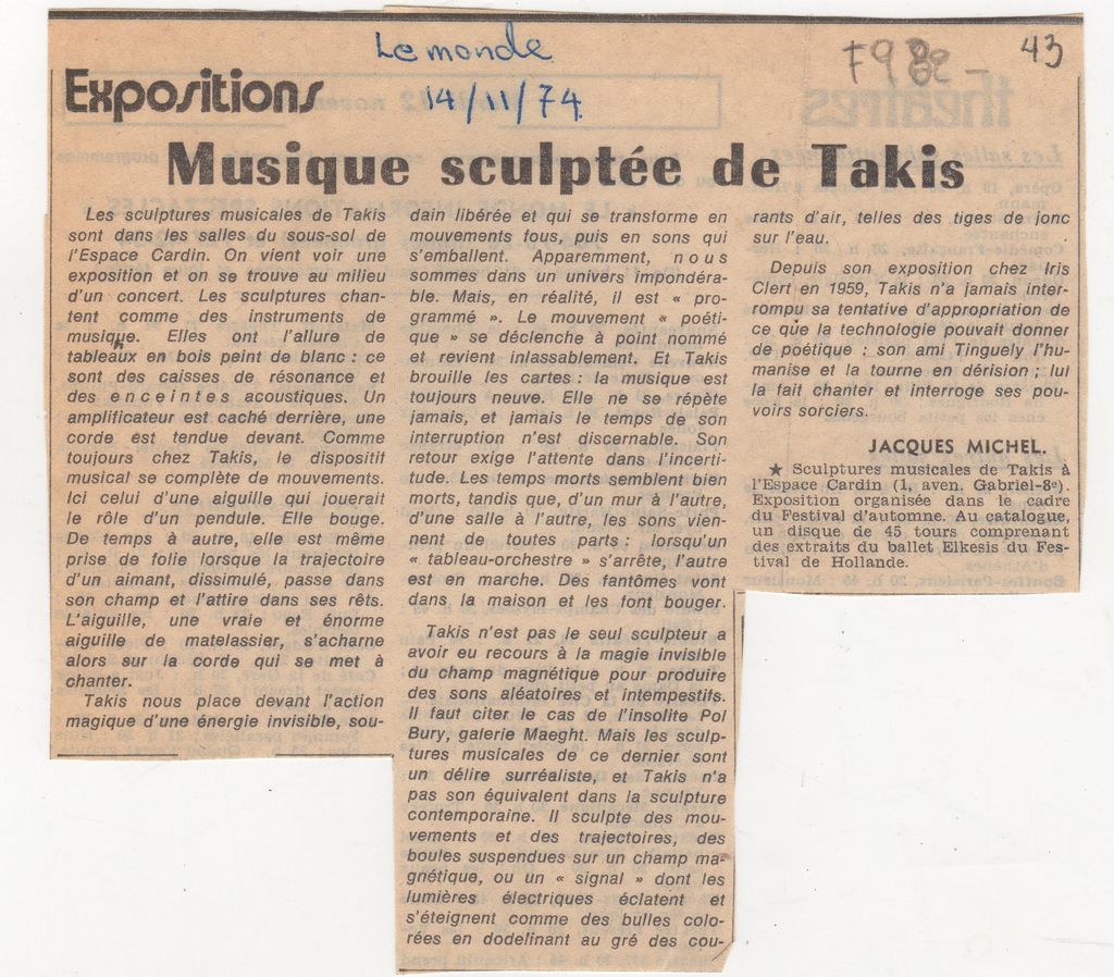 “Musique sculptée de Takis”