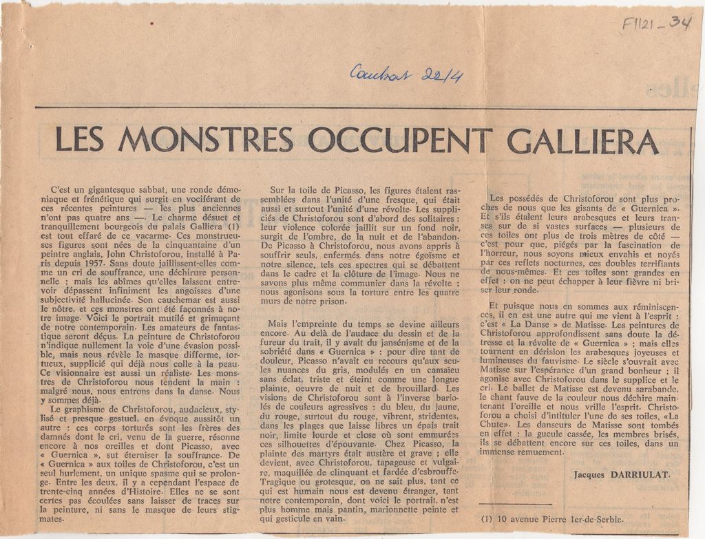 “Les monstres occupent Galliera”
