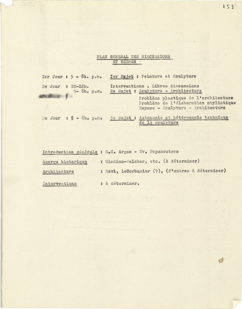“Plan général des discussions et thèmes”