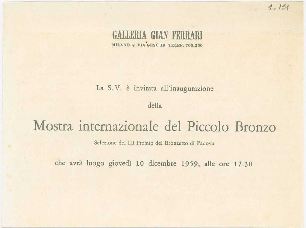 “Mostra internazionale del Piccolo Bronzo”