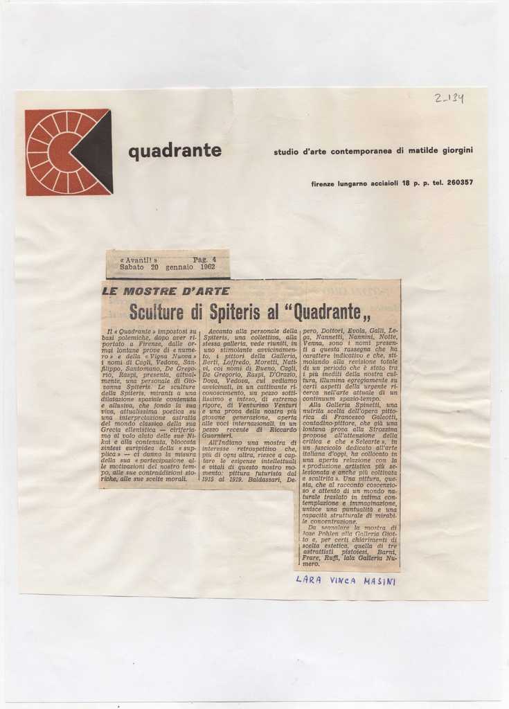 ‘Sculture di Spiteris al Quadrante”