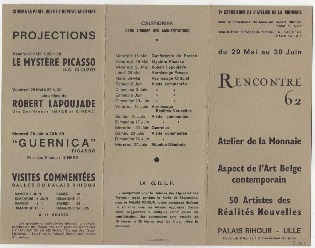 Έντυπο έκθεσης “Recontre 62”