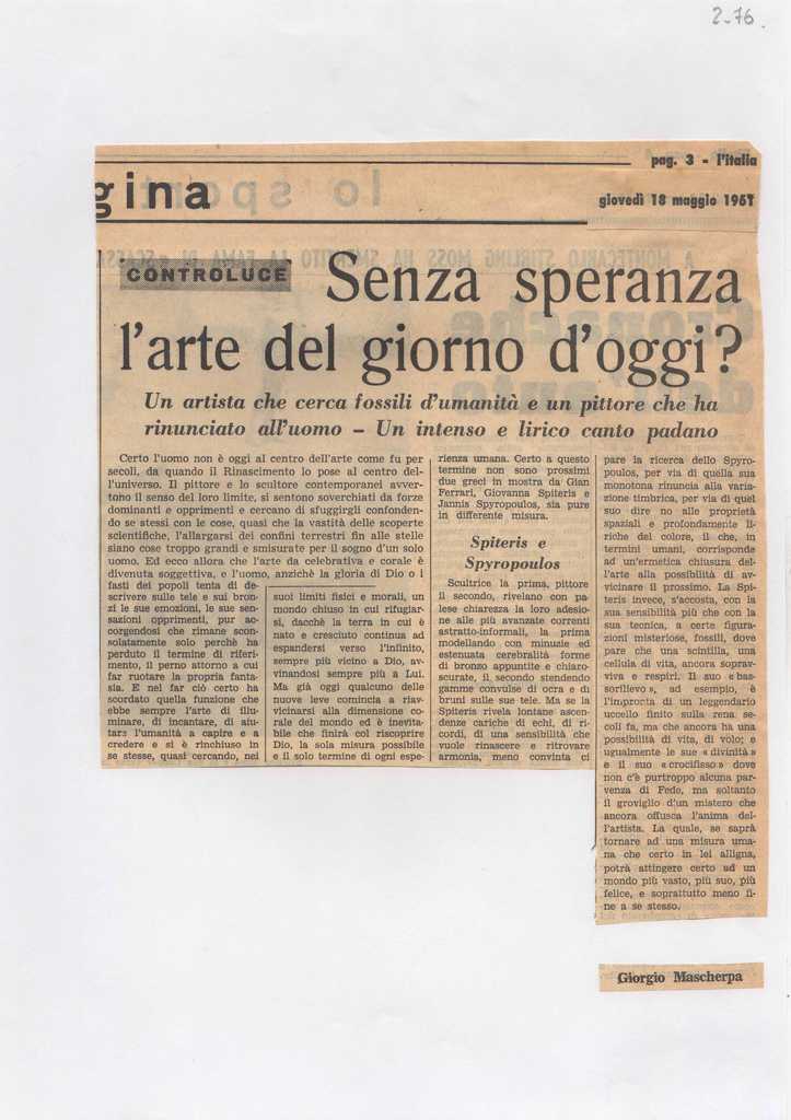 “Senza speranza l’arte del giorno d’oggi?”