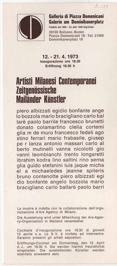Έκθεση “Artisti Milanesi Contemporanei/Zeitgenossische Mailander Kunstler”
