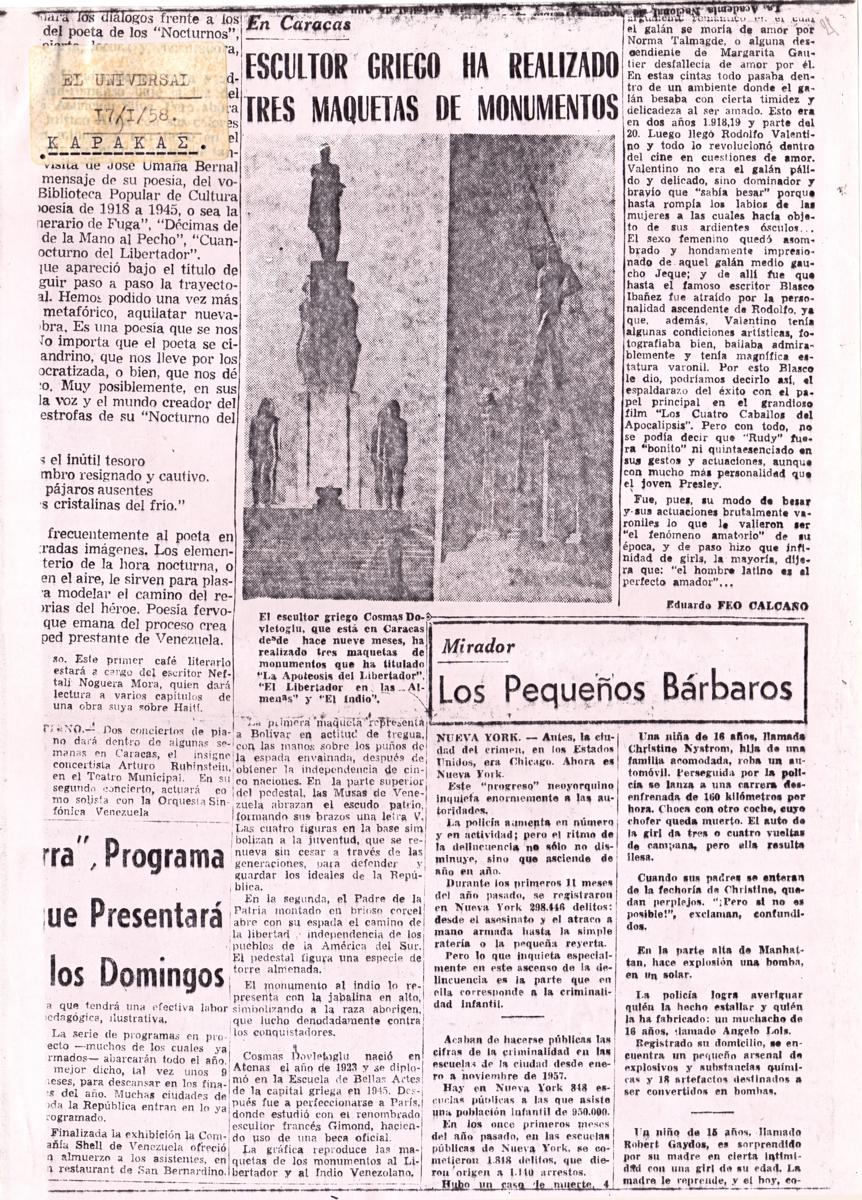 “Escultor griego ha realizado tres maquetas de monumentos”