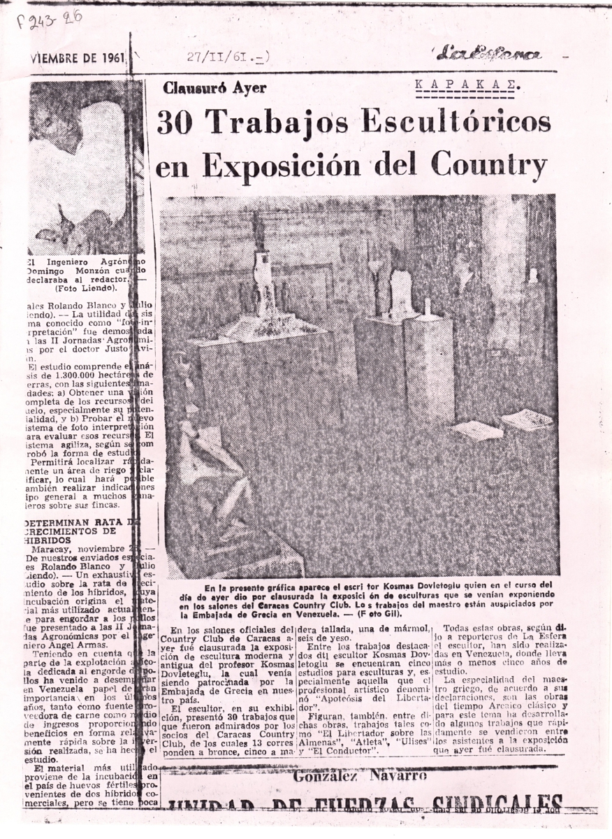 “30 trabajos escultóricos en Exposición del Country”