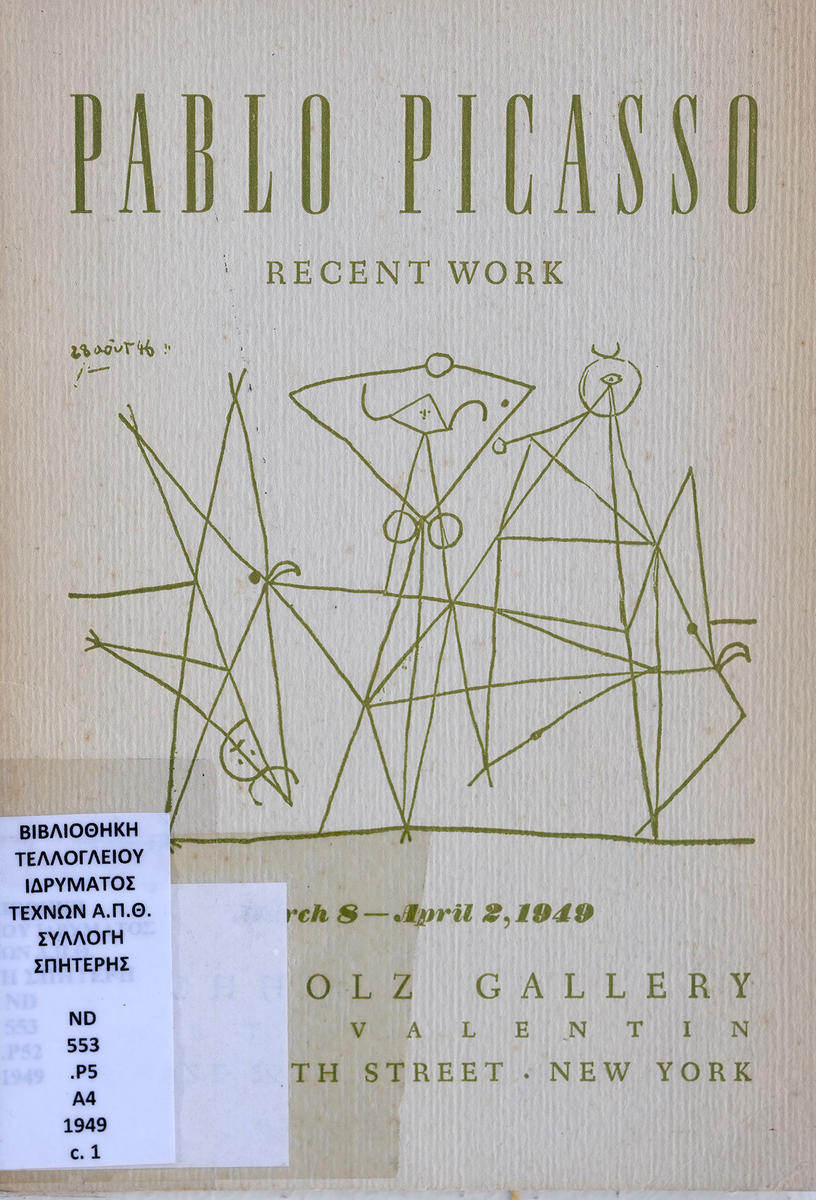 Pablo Picasso: Recent Work, Buchholz Gallery, New York, March 8-April 2, 1949