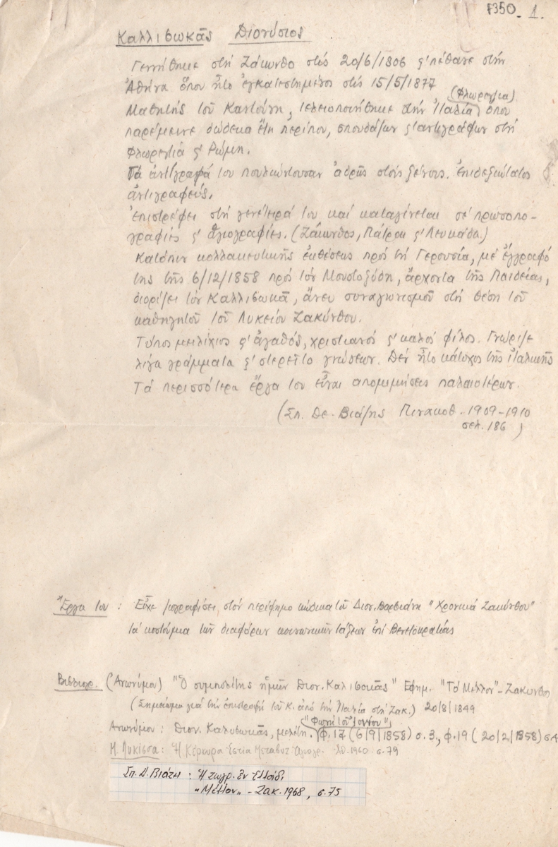 Βιογραφικό του Διονύσιου Καλλιβωκά