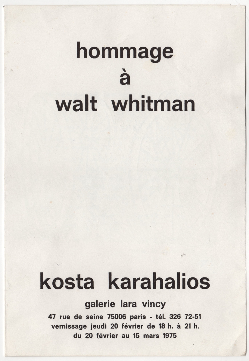 Έκθεση “Hommage à Walt Whitman”