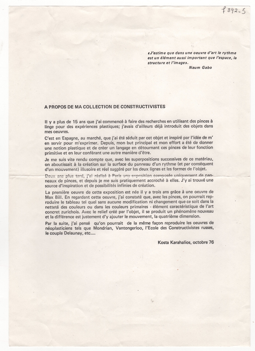 “A propos de ma collection de constructivistes”