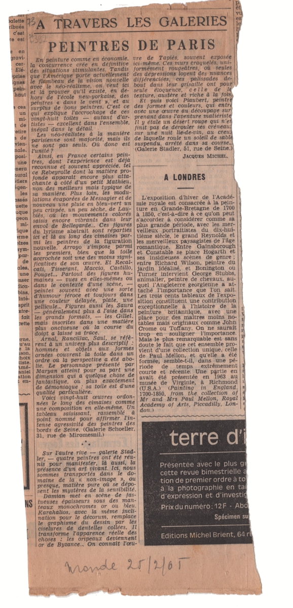 “A travers les galeries. Peintres de Paris”