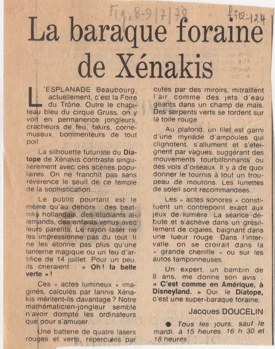 “La baraque foraine de Xénakis”
