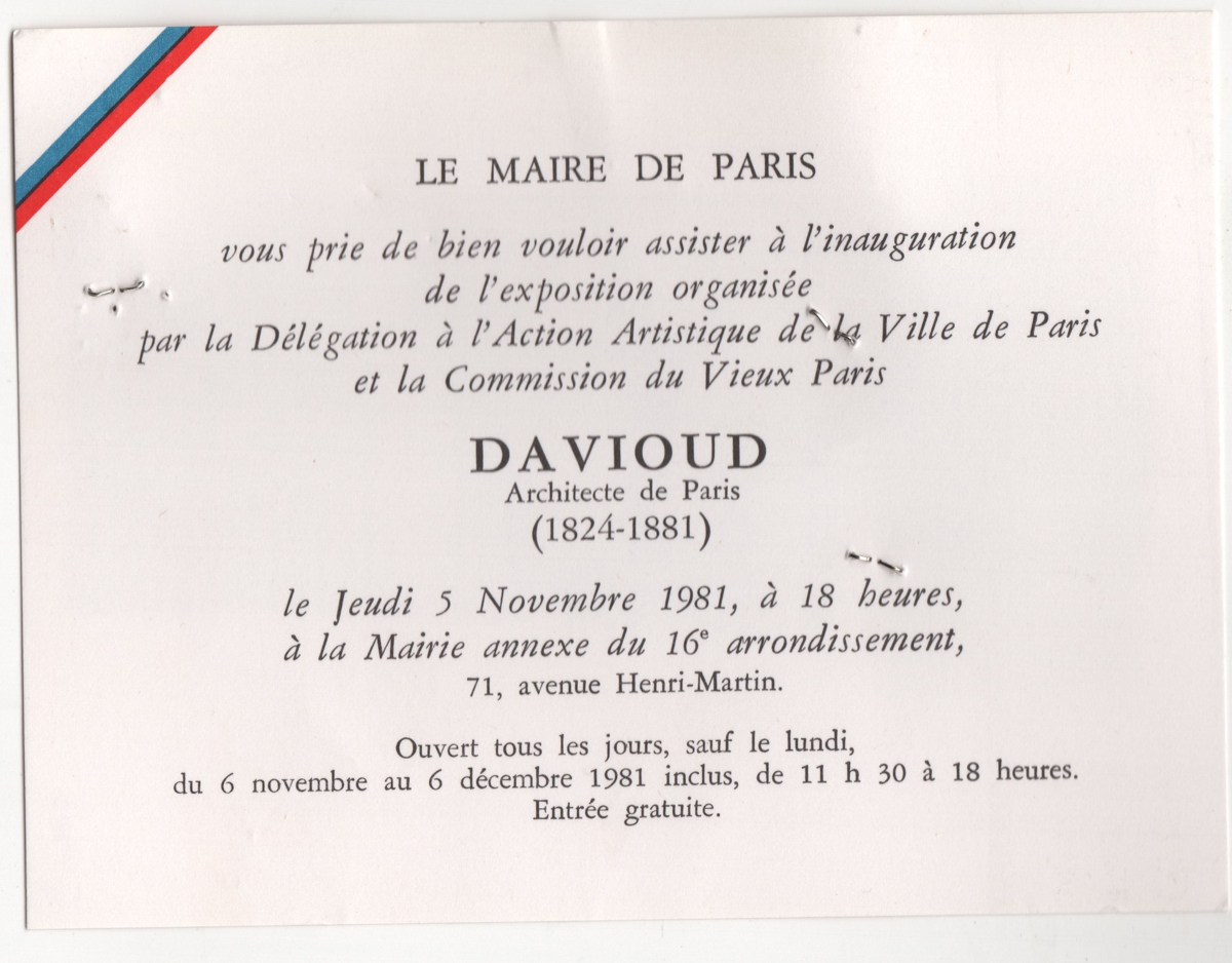 “Davioud. Architecte de Paris (1824-1881)