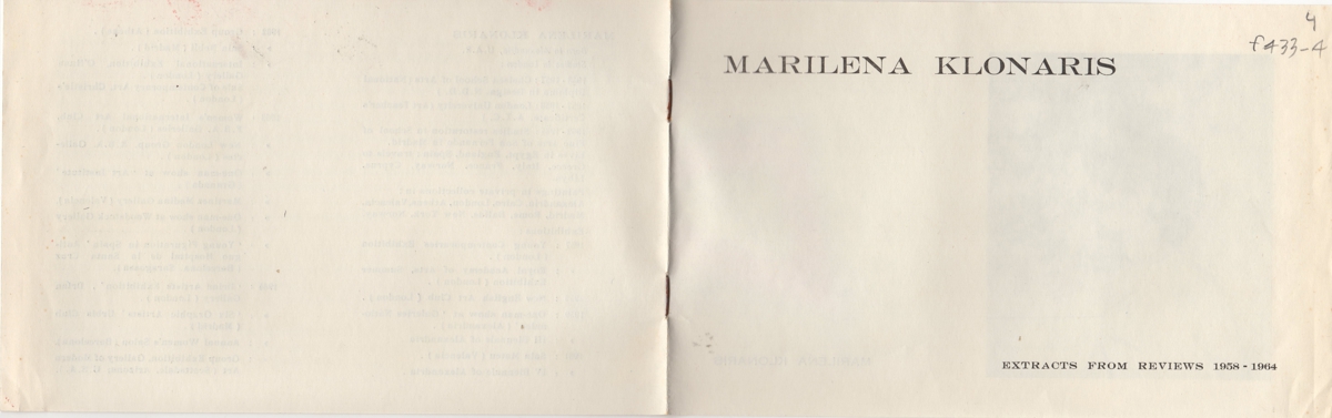 “Marilena Klonaris. Extracts from reviews 1958-1964”